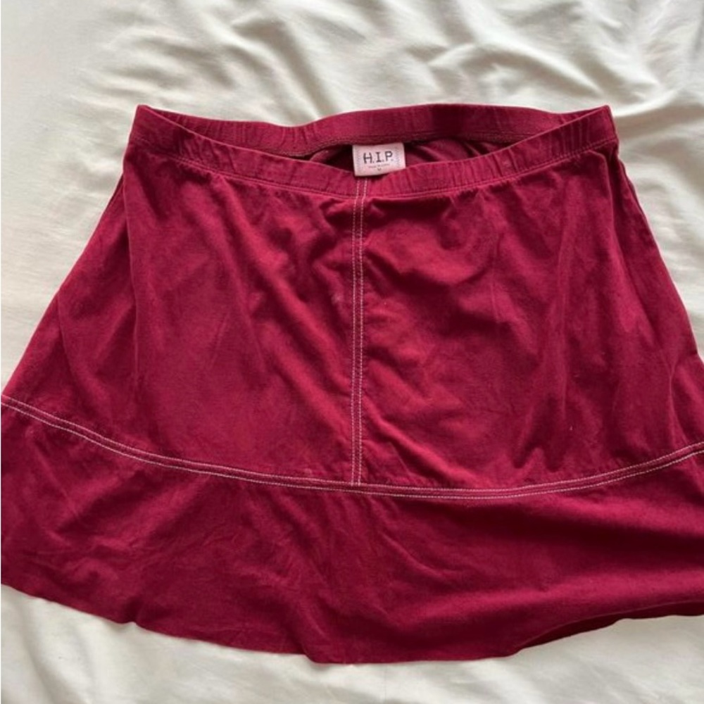Maroon suede mini skirt